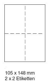 Etiketten auf DIN A4 Bgen Gre 105 x 148 mm mit Perforation - 500er Pack